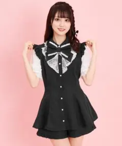 半袖レースラッフルセットアップ