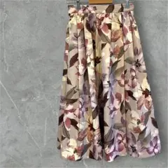 アプワイザーリッシェ/フレアロングスカート/花柄/ミディ丈/フラワー/