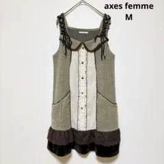axes femme ワンピース M ノースリーブ フリル レース 茶レディース