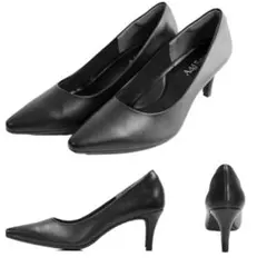 7cmヒール ブラックパンプス 24.5cm