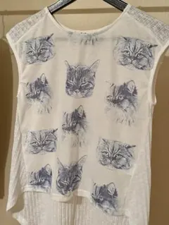 Doll up oops 猫顔プリント ノースリーブTシャツのサムネイル