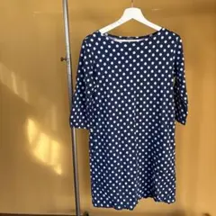 marimekko ネイビー・ホワイト ドット柄 ワンピース