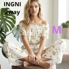 INGNIオフショルダー 2WAY 花柄 ロングオールインワン Mのサムネイル
