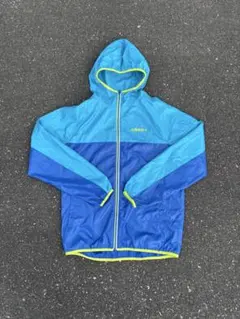 adidas neo ナイロンジャケット ブルー L フード付 古着 アディダス