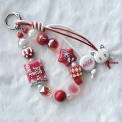 ビーズキーホルダー No.202 ラブブ×赤白