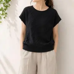 ワールドロア【9号】ノースリーブニット サマーセーター ジャガード ブラックのサムネイル