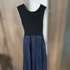 WOOD&PECKER綿52％ハイネック ノースリーブ ニットワンピース 黒 