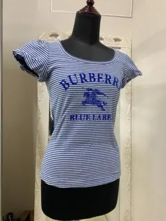 BURBERRY BLUE LABEL 青ボーダー柄半袖Tシャツ 38