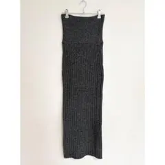 美品 louren plating knit pencil skirt グレー