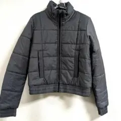 L　アディダス ナイロンジャケット ジャンパー 中綿 プリントロゴ ショート丈