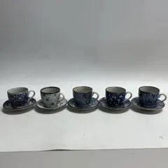 有田焼 藍染ブルー浪漫 デミタスコーヒーカップ＆ソーサー 5客セット