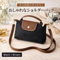 【ブラック】2WAYナイロンショルダーバッグ バッグポーチ 斜めがけ 軽量
