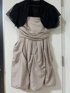 結婚式　ベージュドレス　ボレロセット