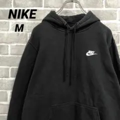 【NIKE】✔ ワンポイントロゴ刺繍 スウェットパーカー ブラック US古着➇