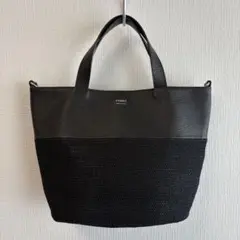 russet ラシット レザーコンビ 2wayトートバッグ ブラック