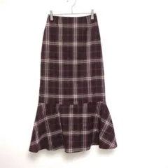 【INGNI】イング　マーメイドスカート　チェック　ひざ丈裏地付き　ブラウン