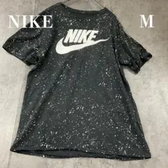 ナイキ 黒 Tシャツ 半袖 ロゴプリント スプラッシュ クルーネック【い321】