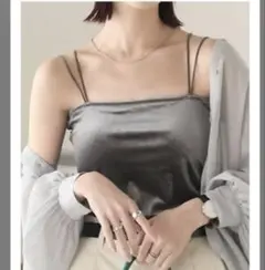 BONLECILL カップ付きダブルストラップベアキャミソール グレー系1