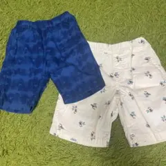 キッズ服★ユニクロショートパンツ２枚セットディズニーミッキー＋バード柄リラコ