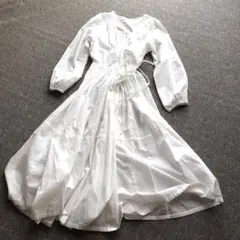 Ur's コットン　ティアード　カシュクール　ワンピース　ガウン　白　Ｍ