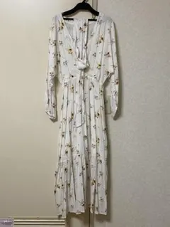 【美品】H&M フラワー柄 カシュクールコットンロングワンピース Ｓ