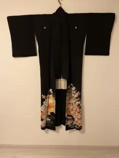 黒留袖 着物 五つ紋 牡丹 菊 礼装 和装