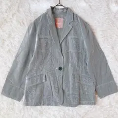 ミチコロンドンジーンズ テーラードジャケット 七分袖（L）綿100 軽アウター