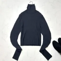 極美品✨️MIESROHE ウェーブスリーブリブニット　タートル　ハイネック