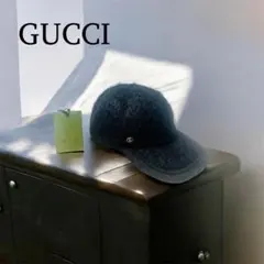 極美品GUCCI キャップ 帽子 Lサイズ 58cm ブラック モヘアウールのサムネイル
