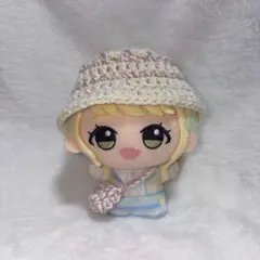 ちびぐるみ ぬい服 10cm バケットハット ポシェット【白×ピンク】のサムネイル