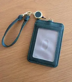 リール付パスケース ダークグリーン 定期入れ カードケース
