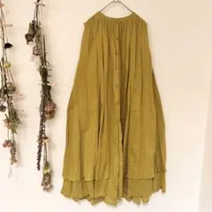 【マライカ】pippalaコットンレイヤーノースリーブワンピース　イエローのサムネイル