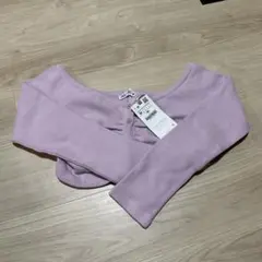 ZARA 薄紫 クロップドニット 長袖