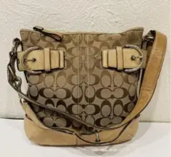 coachショルダーバッグ ベージュ ロゴプリント