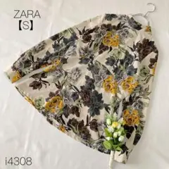 ザラ　ZARA 個性　花柄　長袖カットソー　大ぶり　フラワープリント【S】のサムネイル
