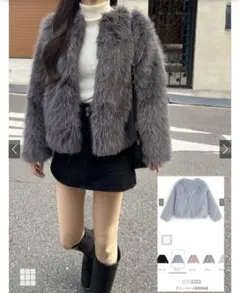 GRL グレー ファーコート　k9254d