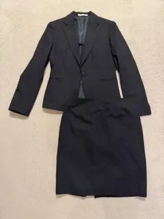 ネイビー ストライプ スカートスーツ　ジャケットS スカートM