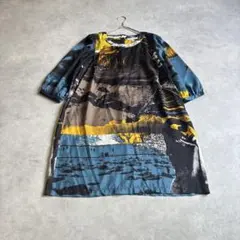 SEE BY CHLOE シルク ワンピース 風景柄 7分袖 Mのサムネイル