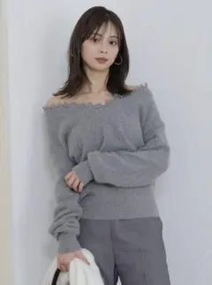 【新品】スナイデル　SNIDEL フォックス衿レースプルオーバー