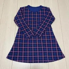 新品未使用　チェック柄長袖ワンピース ネイビー・パープル
