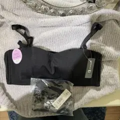 ストラップレス ブラック ブラジャー ショーツセット