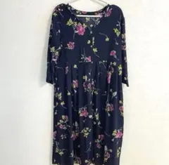 アーバンリサーチドアーズ　ダークカラー　花柄　ロングシャツワンピース　ガウン