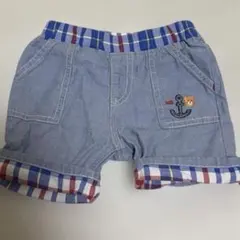 ミキハウス ホットビスケッツ ビーンズ ハーフパンツ 80 デニム風 チェック