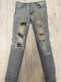 mnml ペイズリー柄 ダメージデニムパンツ 28 - メルカリ