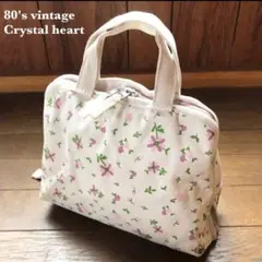 Crystal heart 花柄ハンドバッグ 80's vintage 美品
