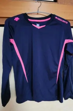 DESCENTE バレーボールシャツ L ネイビー/ピンク