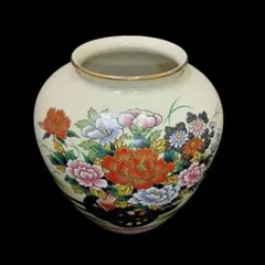 九谷焼 花柄陶器 花瓶