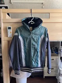 フリースジャケット フード付き 青・グレー・白