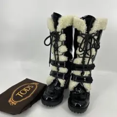 ♦︎美品♦︎TOD'S エナメルファーロングブーツ 高ヒールのサムネイル