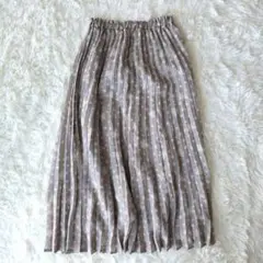 花柄ロングスカート　プリーツ　フリー　裏地あり　ウエストゴム　くすみカラー　上品